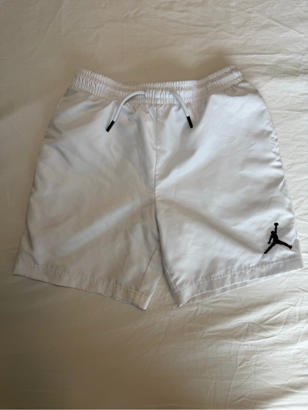 Jordan Youth White Athletic Shorts with Black Jumpman